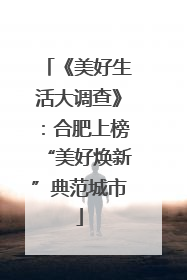 《美好生活大调查》：合肥上榜“美好焕新”典范城市