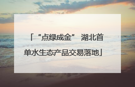 “点绿成金” 湖北首单水生态产品交易落地