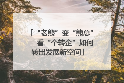 “老熊”变“熊总”——看“个转企”如何转出发展新空间