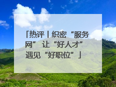 热评丨织密“服务网” 让“好人才”遇见“好职位”