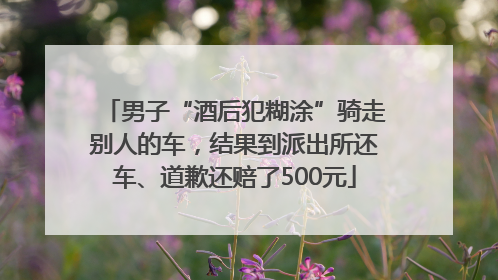 男子“酒后犯糊涂”骑走别人的车，结果到派出所还车、道歉还赔了500元