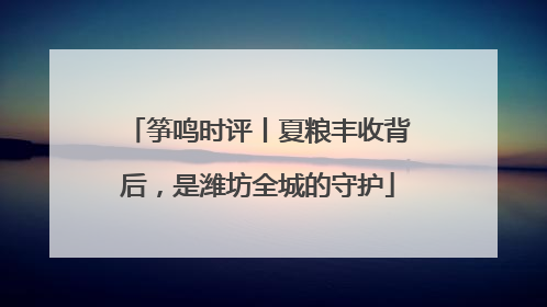 筝鸣时评丨夏粮丰收背后，是潍坊全城的守护