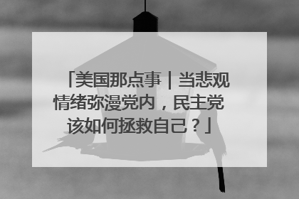 美国那点事｜当悲观情绪弥漫党内，民主党该如何拯救自己？