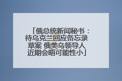 俄总统新闻秘书：待乌克兰回应备忘录草案 俄美乌领导人近期会晤可能性小