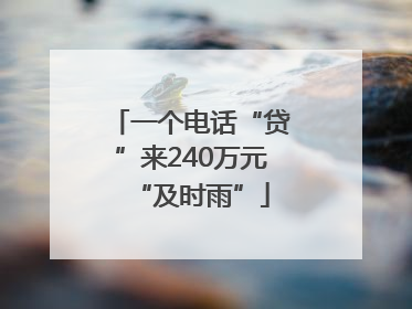 一个电话“贷”来240万元“及时雨”
