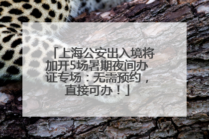 上海公安出入境将加开5场暑期夜间办证专场：无需预约，直接可办！