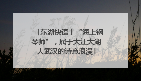 东湖快语丨“海上钢琴师”，属于大江大湖大武汉的诗意浪漫