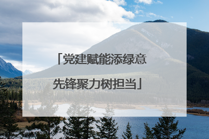 党建赋能添绿意 先锋聚力树担当