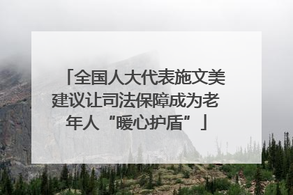 全国人大代表施文美建议让司法保障成为老年人“暖心护盾”