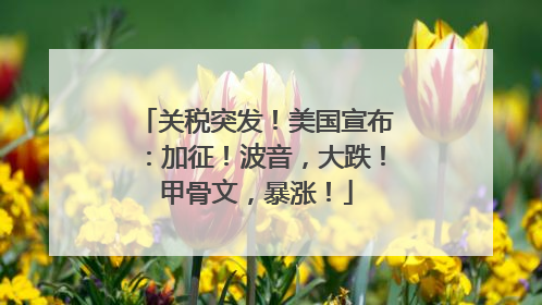 关税突发！美国宣布：加征！波音，大跌！甲骨文，暴涨！