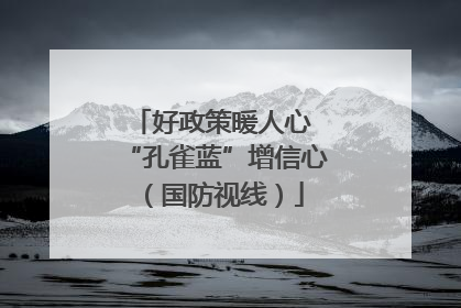 好政策暖人心 “孔雀蓝”增信心（国防视线）