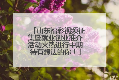 山东福彩视频征集暨就业创业推介活动火热进行中期待有想法的你！