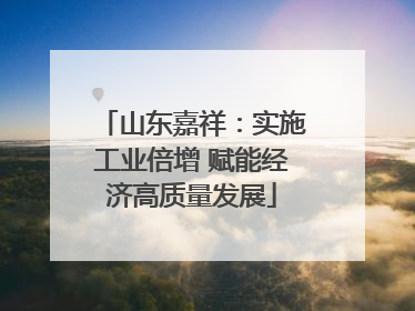 山东嘉祥：实施工业倍增 赋能经济高质量发展