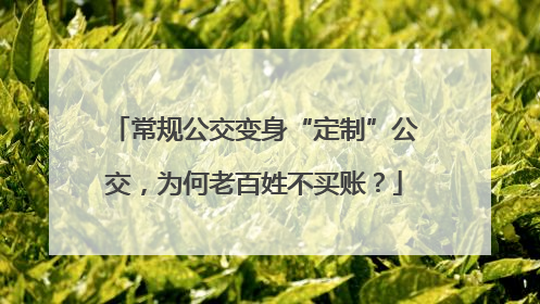 常规公交变身“定制”公交，为何老百姓不买账？