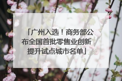 广州入选！商务部公布全国首批零售业创新提升试点城市名单