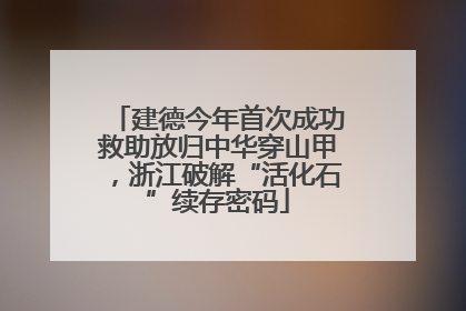 建德今年首次成功救助放归中华穿山甲，浙江破解“活化石”续存密码