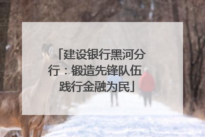 建设银行黑河分行：锻造先锋队伍 践行金融为民