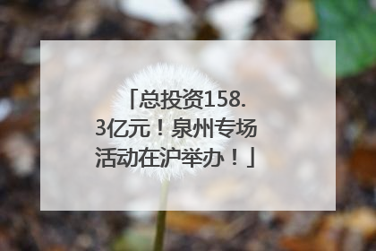 总投资158.3亿元！泉州专场活动在沪举办！