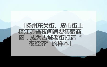 扬州东关街、皮市街上榜江苏省夜间消费集聚商圈，成为古城老街打造“夜经济”的样本