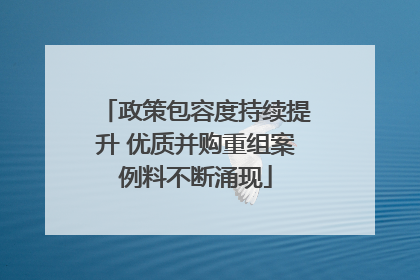 政策包容度持续提升 优质并购重组案例料不断涌现