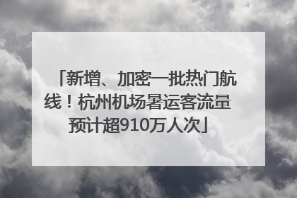 新增、加密一批热门航线！杭州机场暑运客流量预计超910万人次