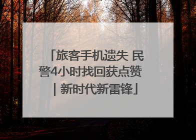 旅客手机遗失 民警4小时找回获点赞｜新时代新雷锋