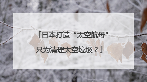 日本打造“太空航母”只为清理太空垃圾？