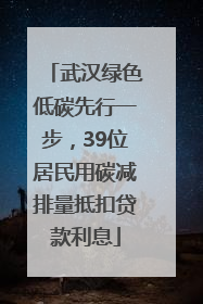 武汉绿色低碳先行一步，39位居民用碳减排量抵扣贷款利息