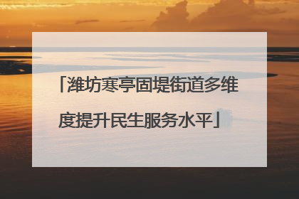 潍坊寒亭固堤街道多维度提升民生服务水平