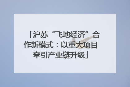 沪苏“飞地经济”合作新模式：以重大项目牵引产业链升级