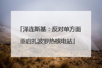 泽连斯基：反对单方面重启扎波罗热核电站