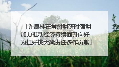 许昆林在常州调研时强调 加力推动经济持续回升向好 为扛好挑大梁责任多作贡献