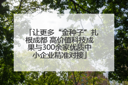 让更多“金种子”扎根成都 高价值科技成果与300余家优质中小企业精准对接