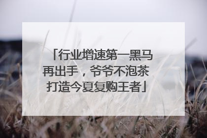 行业增速第一黑马再出手，爷爷不泡茶打造今夏复购王者