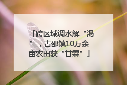 跨区域调水解“渴”，古邵镇10万余亩农田获“甘霖”