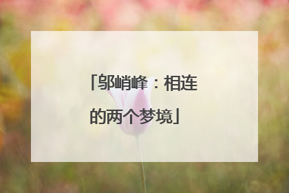 邬峭峰：相连的两个梦境