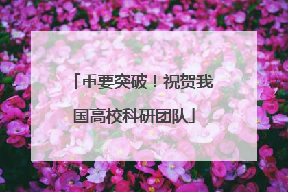 重要突破！祝贺我国高校科研团队