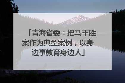 青海省委：把马丰胜案作为典型案例，以身边事教育身边人