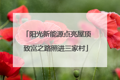 阳光新能源点亮屋顶 致富之路照进三家村