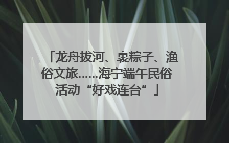 龙舟拔河、裹粽子、渔俗文旅……海宁端午民俗活动“好戏连台”