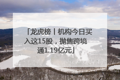 龙虎榜丨机构今日买入这15股，抛售跨境通1.19亿元