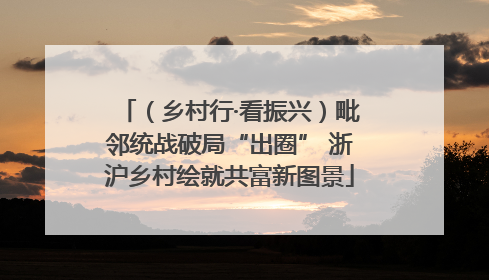 （乡村行·看振兴）毗邻统战破局“出圈” 浙沪乡村绘就共富新图景