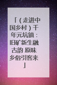 （走进中国乡村）千年元坑镇：旧矿新生融古韵 原味乡俗引客来