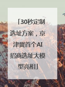 30秒定制选址方案，京津冀首个AI招商选址大模型亮相
